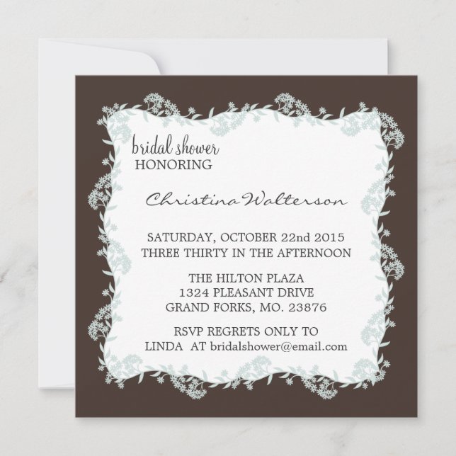 Invitación Moderna y elegante ducha matrimonial de chocolate (Anverso)
