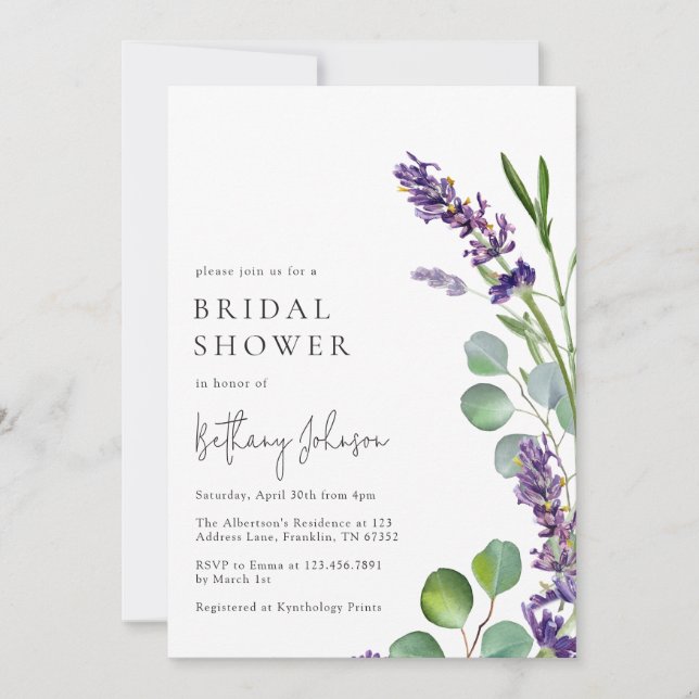 Invitación Moderna y elegante ducha nupcial Eucalyptus (Anverso)