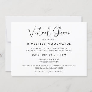 Invitación Moderna y elegante ducha virtual en blanco y negro