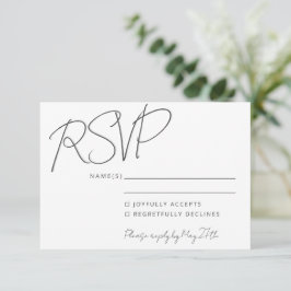 Invitación Moderna y elegante escritura a mano Boda blanca RS