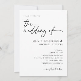 Invitación Moderna y elegante escritura a mano Boda blanco y
