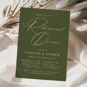 Invitación Moderna y elegante escritura Olive Green Test Dinn