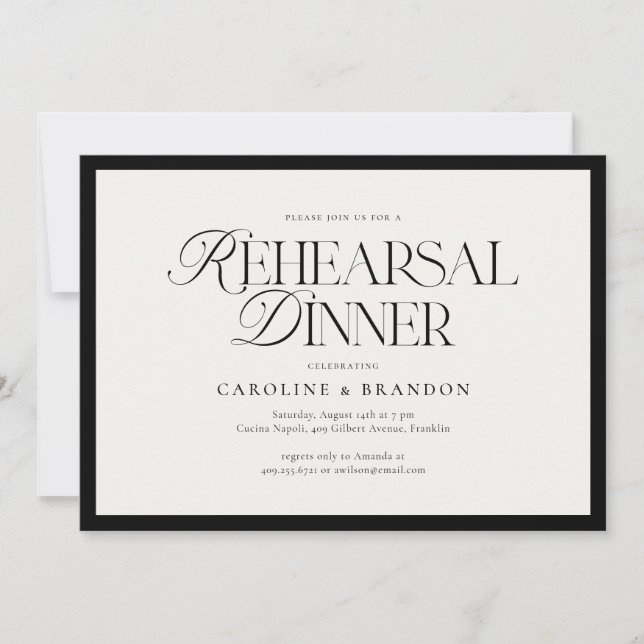 Invitación Moderna y elegante escritura tipo ensayo Cena (Anverso)