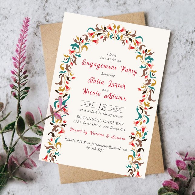 Invitación Moderna y elegante fiesta de compromiso con la flo (Subido por el creador)