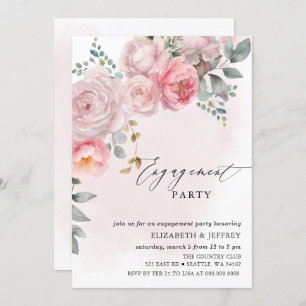 Invitación Moderna y elegante fiesta de compromiso floral de 
