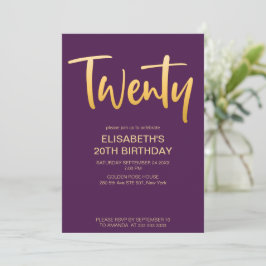 Invitación Moderna y elegante fiesta de cumpleaños Purple 20