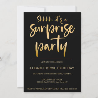 Invitación Moderna y elegante fiesta de cumpleaños sorpresa d