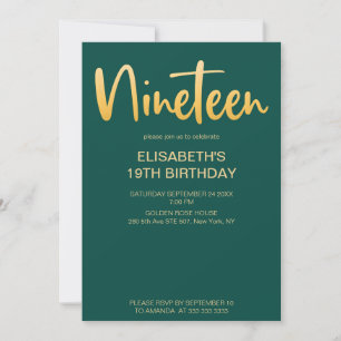 Invitación Moderna y elegante fiesta de cumpleaños verde 19