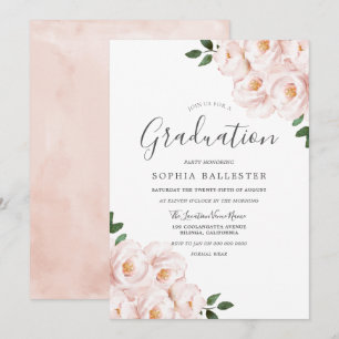 Invitación Moderna y elegante fiesta de graduación de flores