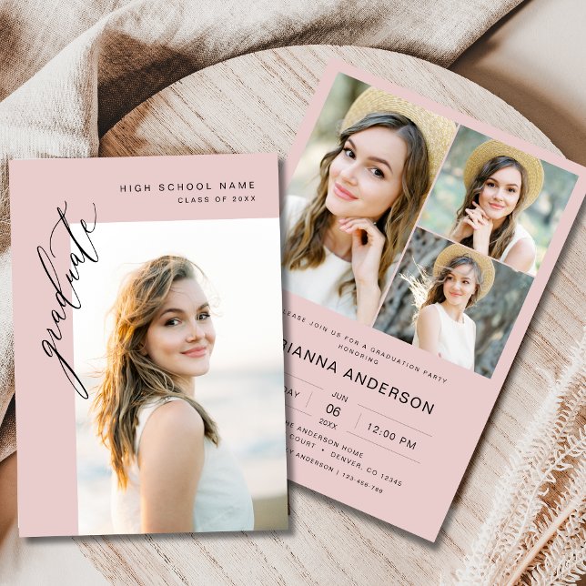 Invitación Moderna y elegante fiesta de graduación de fotos r (Subido por el creador)
