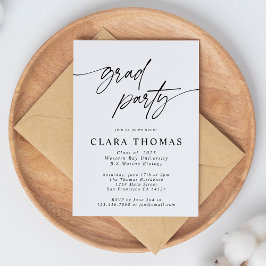 Invitación Moderna y elegante fiesta de graduación en blanco 