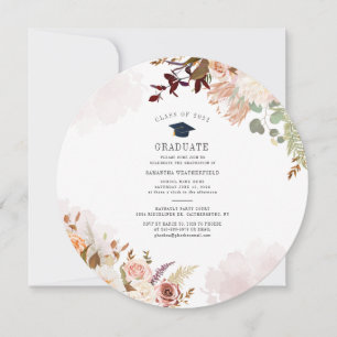 Invitación Moderna y elegante fiesta de graduación floral de