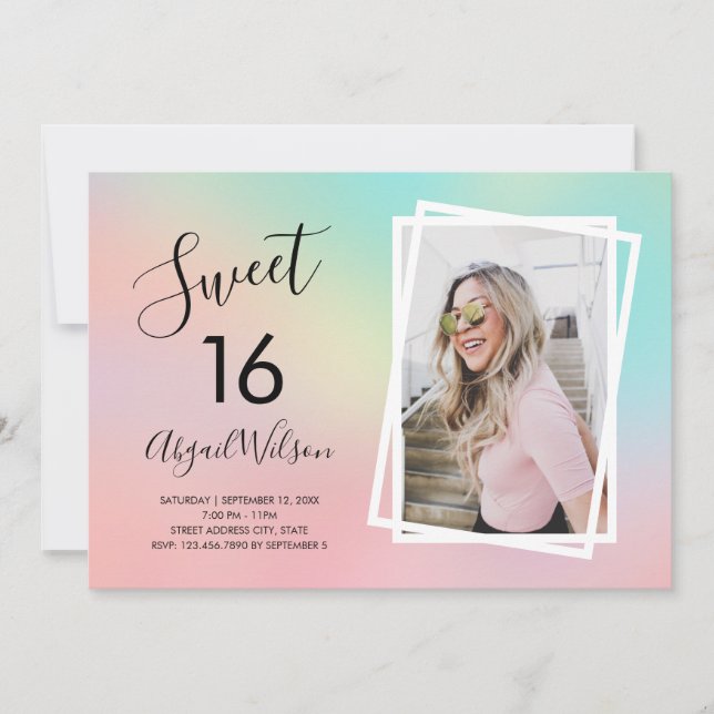 Invitación Moderna y elegante fiesta dulce de 16 años (Anverso)