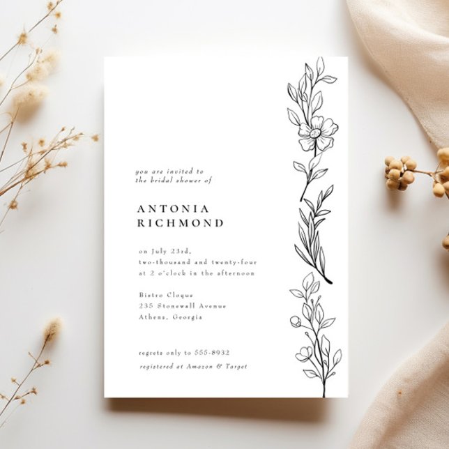 Invitación Moderna y elegante flor silvestre Floral Bridal Sh (Subido por el creador)
