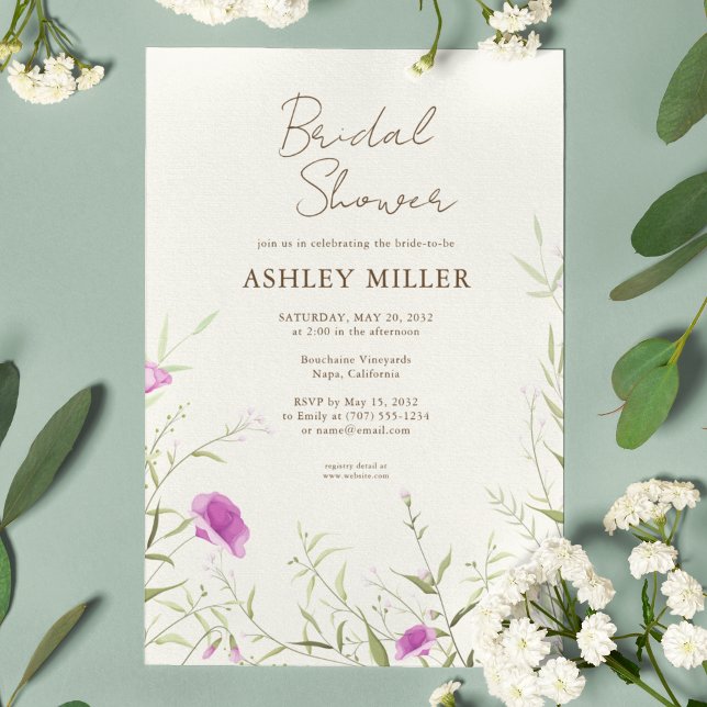 Invitación Moderna y elegante flor silvestre fuera de la duch (Subido por el creador)