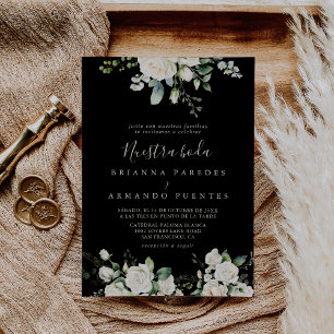 Invitación Moderna y elegante florida marfil - Nuestra Boda B