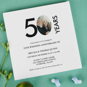 Invitación Moderna y elegante foto 50° aniversario de Bodas