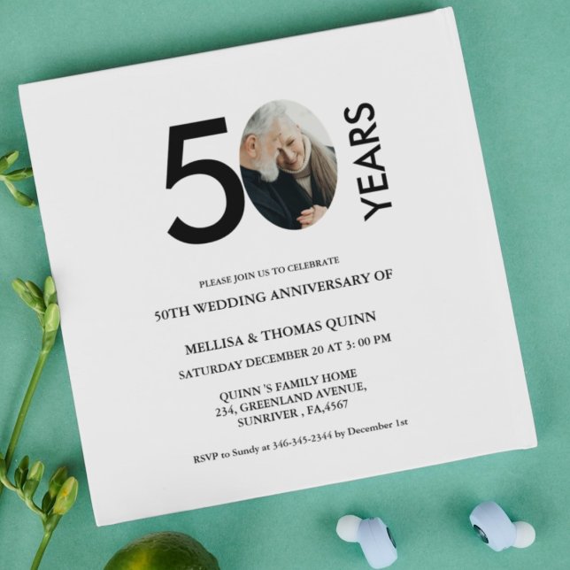 Invitación Moderna y elegante foto 50° aniversario de Bodas (Subido por el creador)