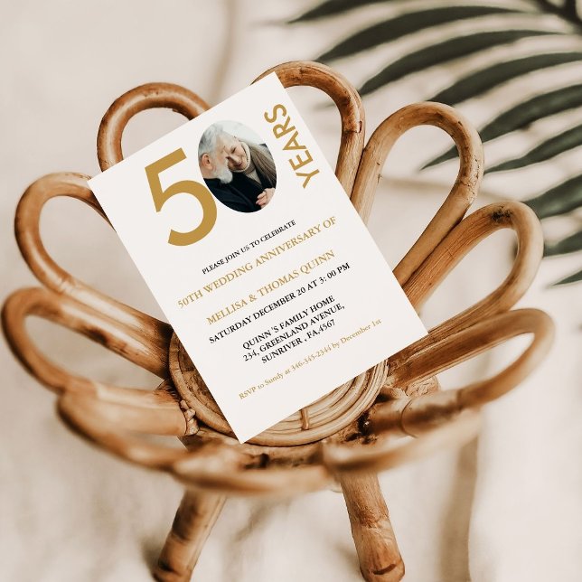 Invitación Moderna y elegante foto 50° aniversario de Bodas (Subido por el creador)