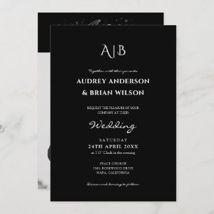 Invitación Moderna y elegante foto Boda blanco y negro