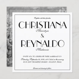 Invitación Moderna y elegante foto Boda de los años 20