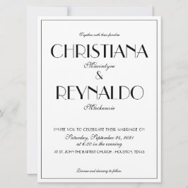 Invitación Moderna y elegante foto Boda de los años 20