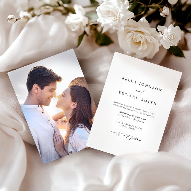 Invitación Moderna y elegante foto clásica Boda blanco negro (Subido por el creador)