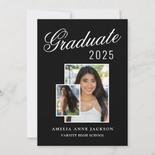 Invitación Moderna y elegante foto de graduados en blanco y n