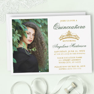 Invitación Moderna y elegante foto de la Corona de Oro Verde