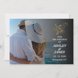 Invitación Moderna y elegante foto Guardar el guión de oro de