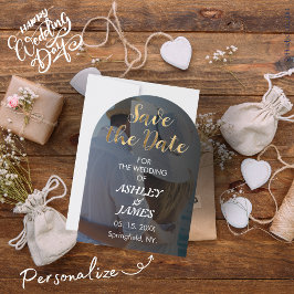 Invitación Moderna y elegante foto Guardar el guión de oro de