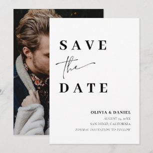Invitación Moderna y elegante foto Minimalista Guardar la tar