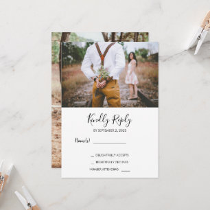 Invitación Moderna y elegante foto RSVP boda