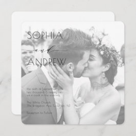 Invitación Moderna y elegante foto Todos Un Boda Blanco