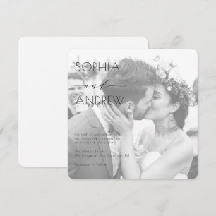 Invitación Moderna y elegante foto Todos Un Boda Blanco