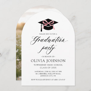 Invitación Moderna y elegante graduación de Bow Rosa