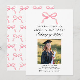 Invitación Moderna y elegante Graduación de Bow Rosa