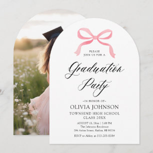 Invitación Moderna y elegante graduación de Bow Rosa