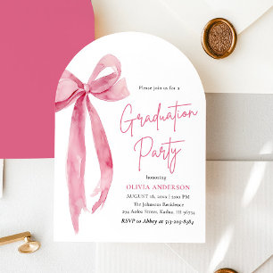 Invitación Moderna y elegante graduación de Bow Rosa