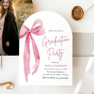 Invitación Moderna y elegante graduación de Bow Rosa