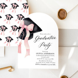 Invitación Moderna y elegante graduación de Bow Rosa