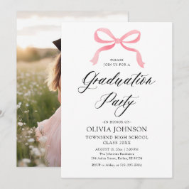 Invitación Moderna y elegante Graduación de Bow Rosa