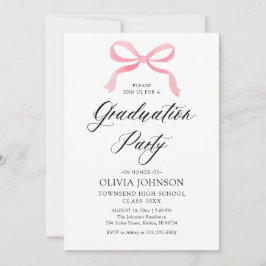 Invitación Moderna y elegante Graduación de Bow Rosa