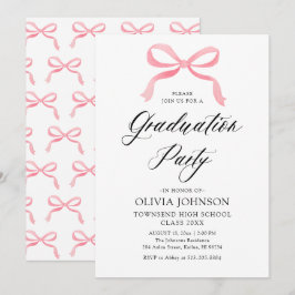 Invitación Moderna y elegante Graduación de Bow Rosa