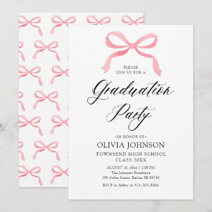 Invitación Moderna y elegante Graduación de Bow Rosa