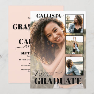 Invitación Moderna y elegante graduación de fotos Rubor Rosa