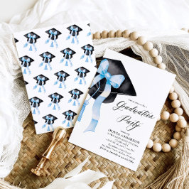 Invitación Moderna y elegante Graduación estilo Blue Bow