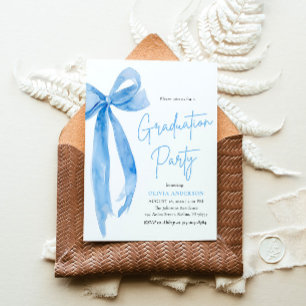 Invitación Moderna y elegante Graduación estilo Blue Bow