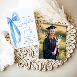 Invitación Moderna y elegante Graduación estilo Blue Bow
