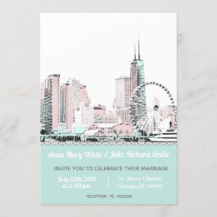 Invitación Moderna y elegante línea aérea de Chicago City